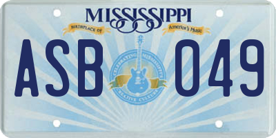 MS license plate ASB049