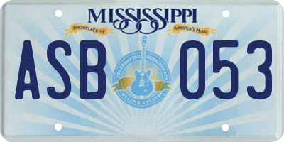 MS license plate ASB053