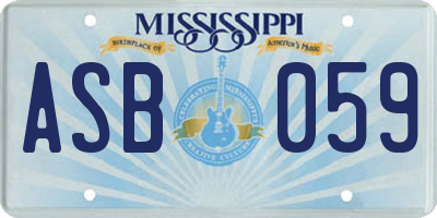 MS license plate ASB059