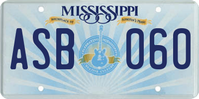 MS license plate ASB060