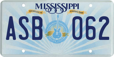 MS license plate ASB062