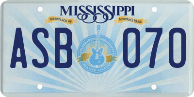 MS license plate ASB070