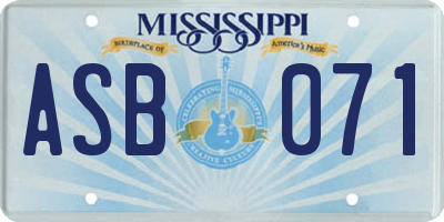 MS license plate ASB071