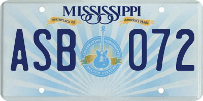 MS license plate ASB072