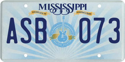 MS license plate ASB073