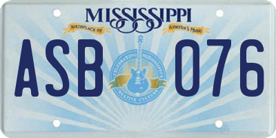 MS license plate ASB076