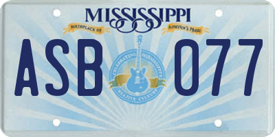 MS license plate ASB077