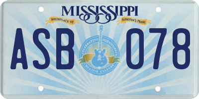MS license plate ASB078