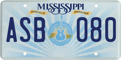 MS license plate ASB080
