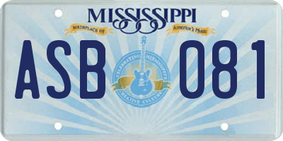 MS license plate ASB081