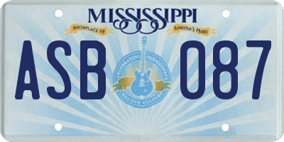 MS license plate ASB087