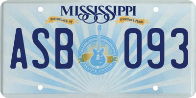 MS license plate ASB093