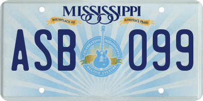 MS license plate ASB099