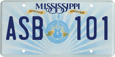 MS license plate ASB101