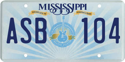 MS license plate ASB104