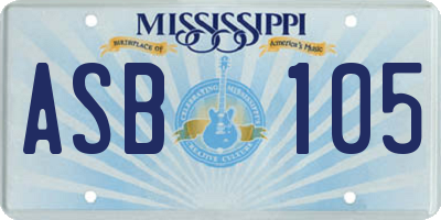 MS license plate ASB105
