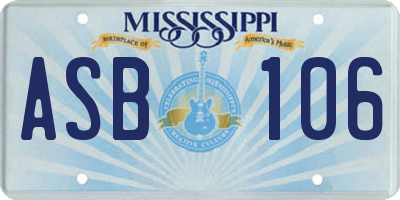 MS license plate ASB106