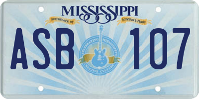 MS license plate ASB107