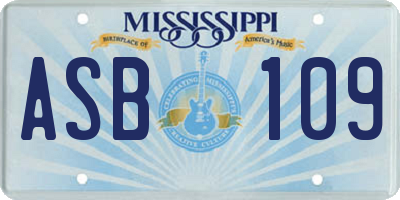 MS license plate ASB109