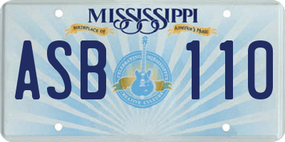 MS license plate ASB110