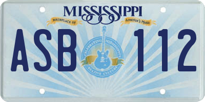 MS license plate ASB112