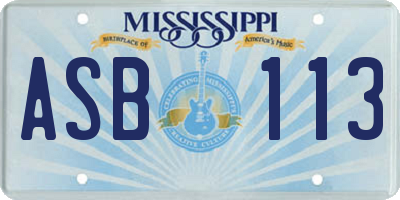 MS license plate ASB113
