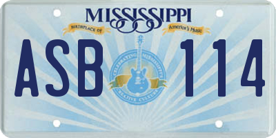MS license plate ASB114