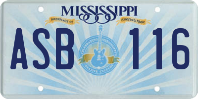 MS license plate ASB116