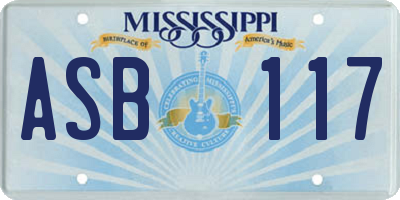 MS license plate ASB117