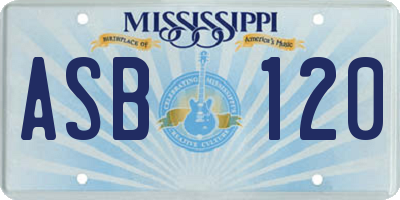 MS license plate ASB120