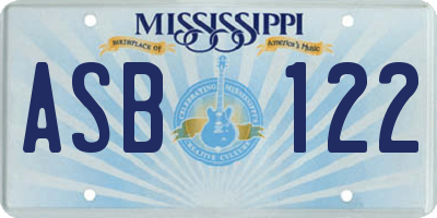 MS license plate ASB122