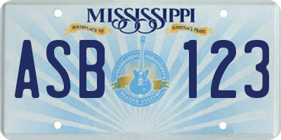 MS license plate ASB123
