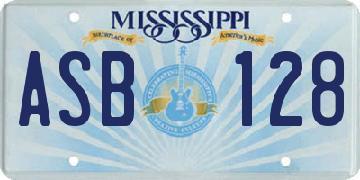 MS license plate ASB128