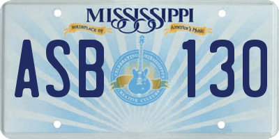 MS license plate ASB130