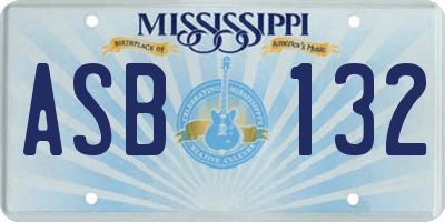 MS license plate ASB132