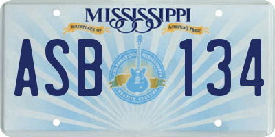 MS license plate ASB134