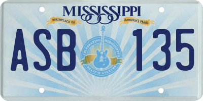 MS license plate ASB135