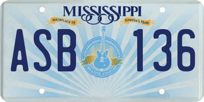 MS license plate ASB136