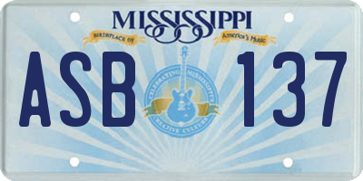 MS license plate ASB137