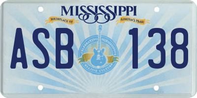 MS license plate ASB138