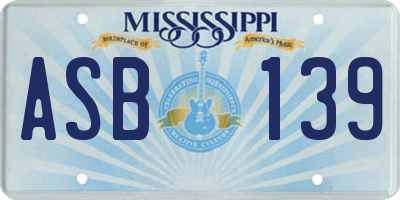 MS license plate ASB139