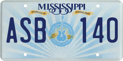 MS license plate ASB140