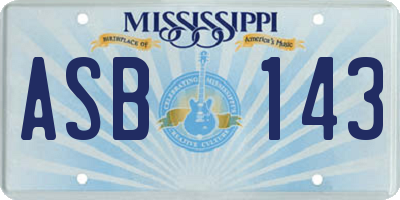 MS license plate ASB143