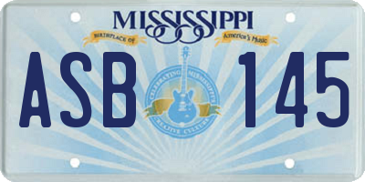 MS license plate ASB145