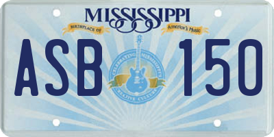 MS license plate ASB150