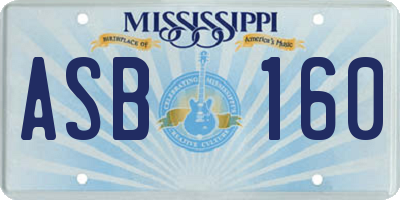 MS license plate ASB160