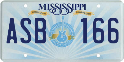 MS license plate ASB166