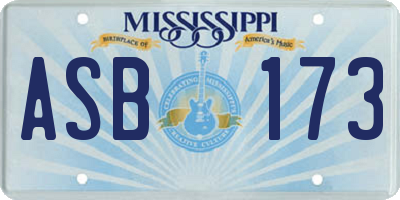 MS license plate ASB173