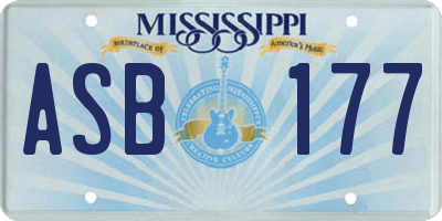 MS license plate ASB177