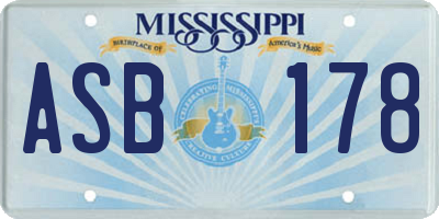 MS license plate ASB178